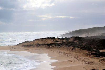 Scenic view of beach against sky