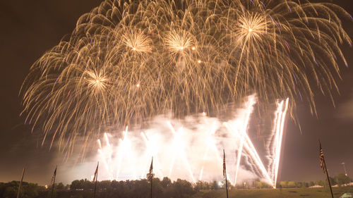 Firework display at night