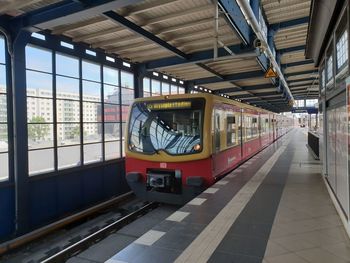 Train at railroad station platform