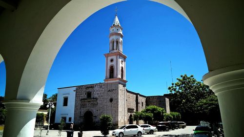 View of church against clear blue sky