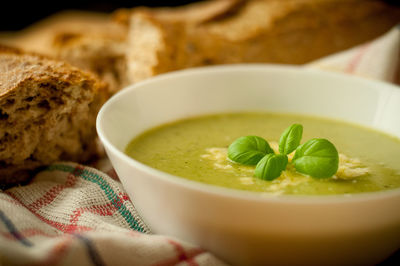 Close-up of soup in bowl