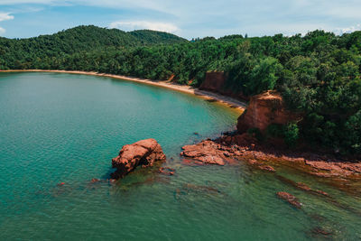 Scenic view of lake against sky