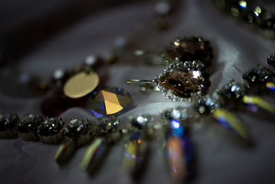 Silver ,pearl and gold jewelry on the table. background of jewelry.