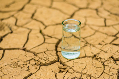 High angle view of cracked land