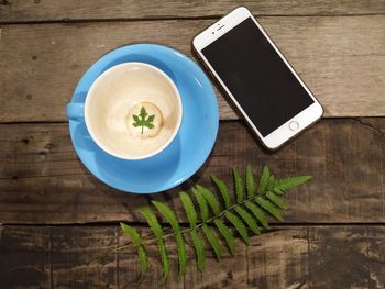 High angle view of breakfast on table