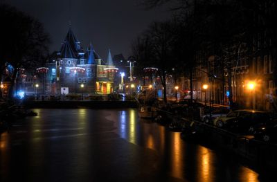 Illuminated city at night