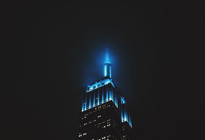 Low angle view of buildings at night