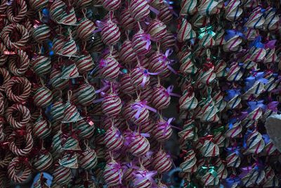 Full frame shot of multi colored decoration hanging outdoors