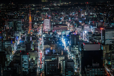 Illuminated cityscape at night