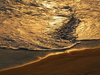 High angle view of beach during sunset