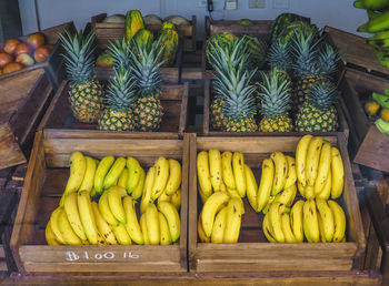 High angle view of fruits for sale at market