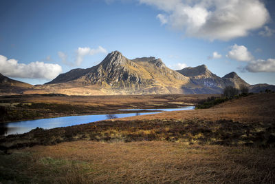 Scenic view of mountains against sky