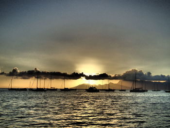 Scenic view of sea at sunset