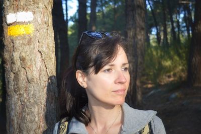 Portrait of teenage girl in forest