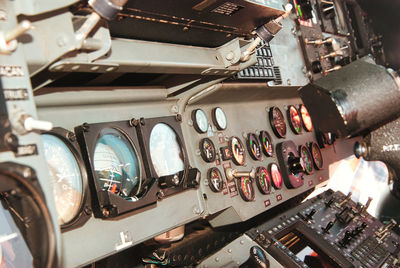 Close-up of airplane cockpit 