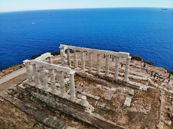 High angle view of blue sea against sky