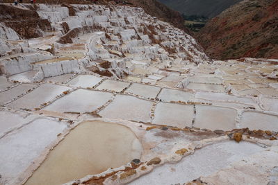 High angle view of salt mines