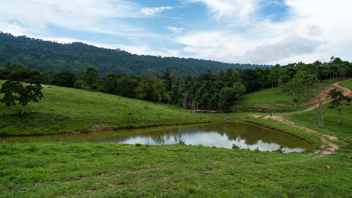 Scenic view of lake against sky