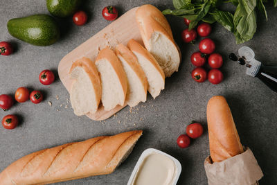 High angle view of food on table