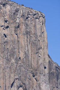 Low angle view of rock formation against clear sky