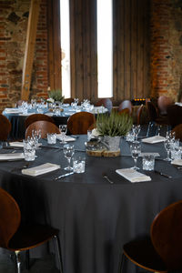 Table and chairs in restaurant