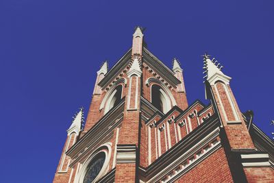 Low angle view of church against clear sky