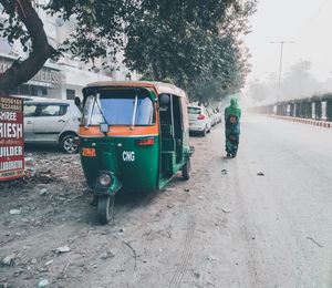 View of traffic on road in city