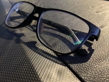 Close-up of sunglasses on table