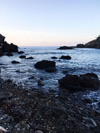 Scenic view of sea during sunset