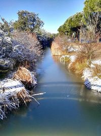 Scenic view of river against clear sky