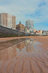 Reflection of buildings in water