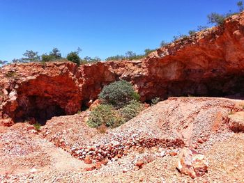 Rock formation on land against sky