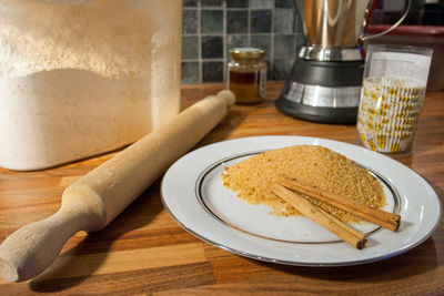 Close-up of food on table