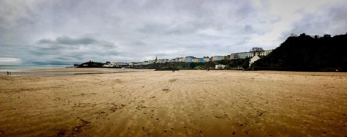Scenic view of beach against sky