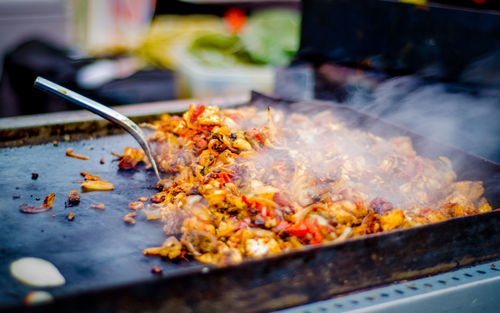 Close-up of hot food in container