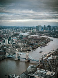 High angle view of cityscape against sky