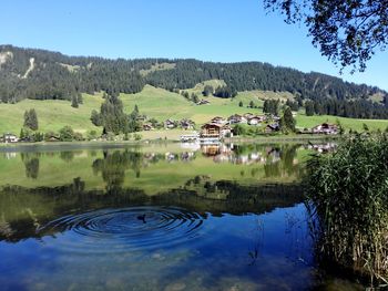 Scenic view of lake against sky