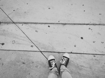 Low section of man on flooring