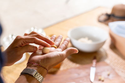 Close-up of woman preparing food