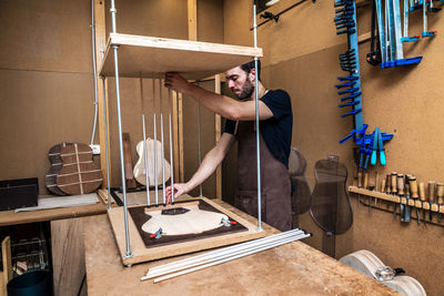 Man working on table