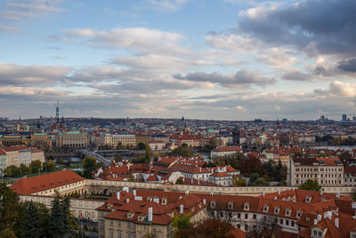 High angle view of townscape against sky