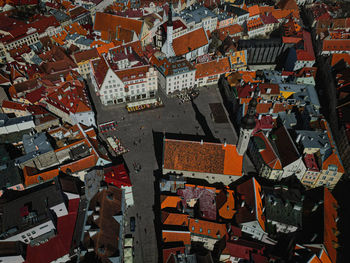 High angle view of buildings in city