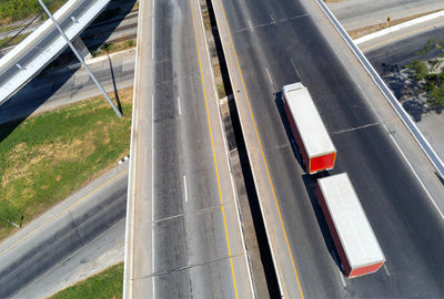 High angle view of highway on road