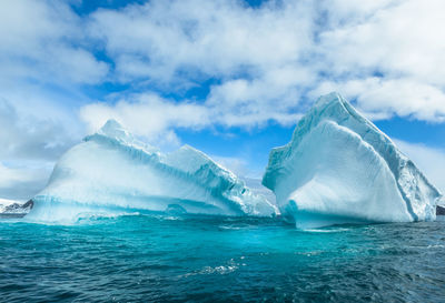 Scenic view of frozen sea against sky