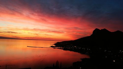 Scenic view of sunset over sea