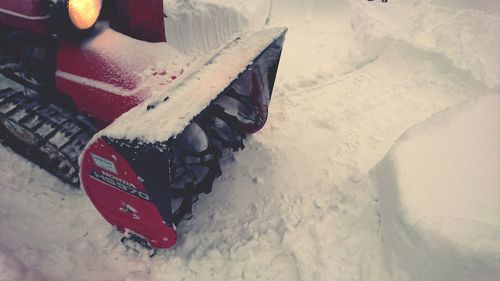 High angle view of snow on floor