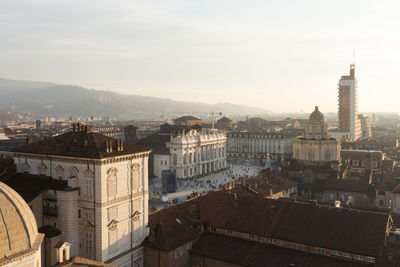 Aerial view of buildings in city