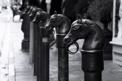 Horse pattern bollards in city