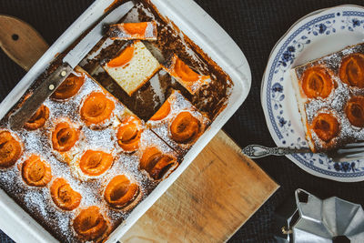 High angle view of food on table