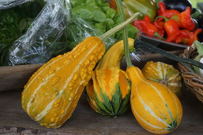 High angle view of vegetables for sale at market stall